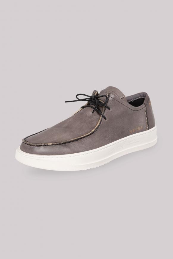 Schnür-Schuh aus Leder im Mokassin-Stil concrete grey