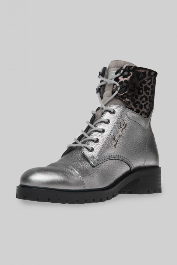 Schnürboots aus Leder mit Metallic-Coating