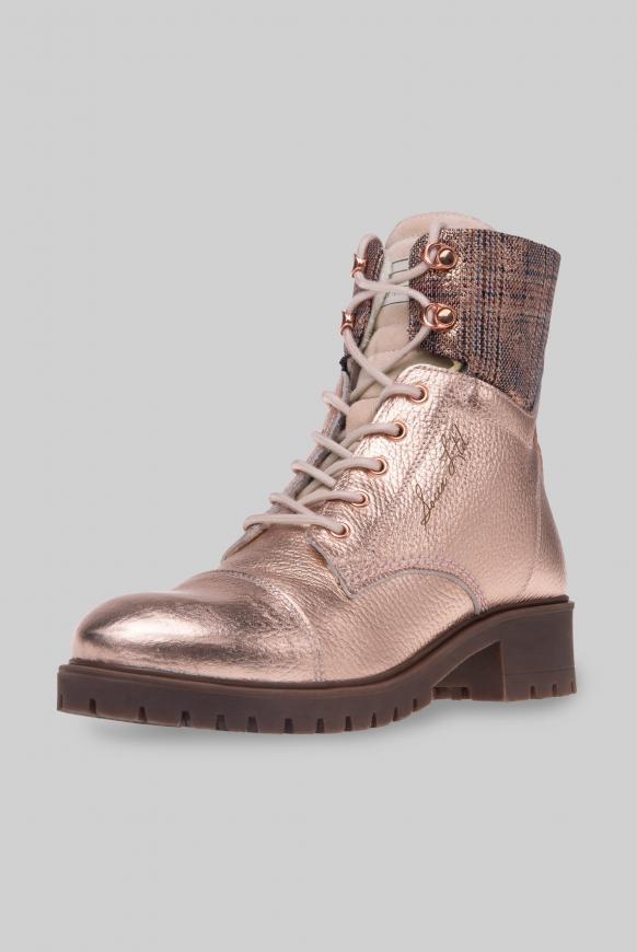 Schnürboots aus Leder mit Metallic-Coating