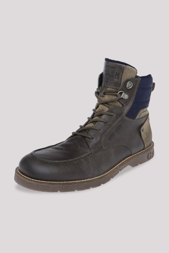 Schnürstiefel aus Leder mit Textil-Schaft