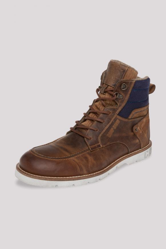 Schnürstiefel aus Leder mit Textil-Schaft