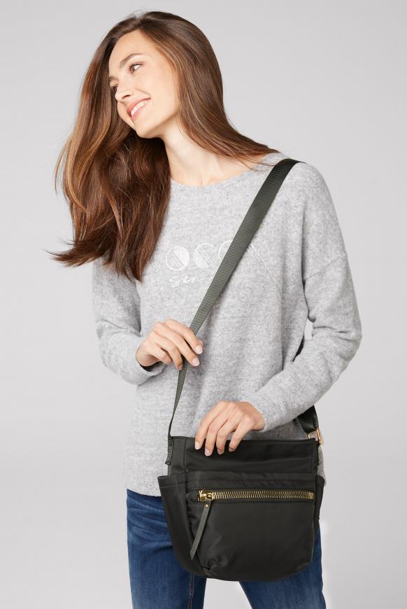 Schultertasche aus Nylon mit Zipper-Fächern