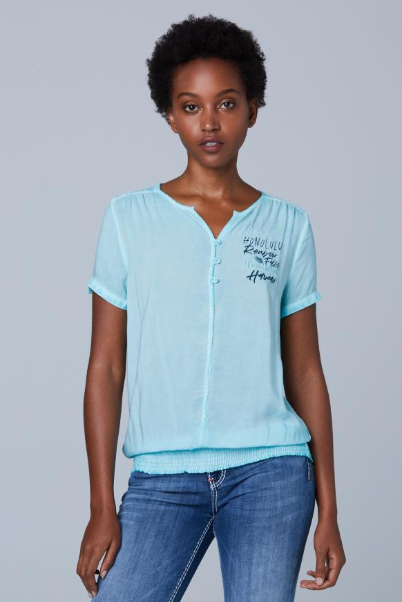 Serafino-Bluse Oil Dyed mit Artwork