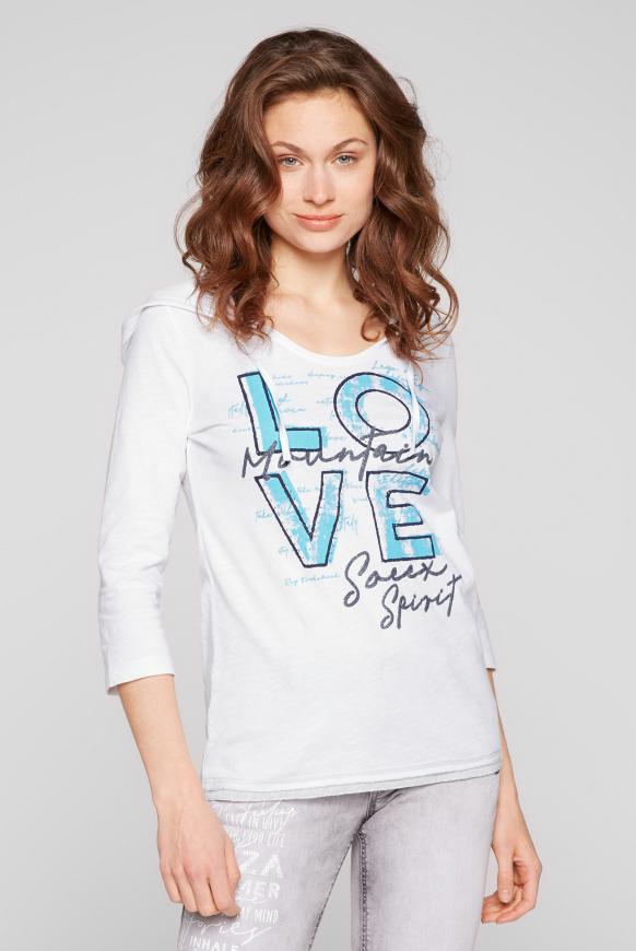 Shirt mit 3/4-Arm und Mesh-Kapuze