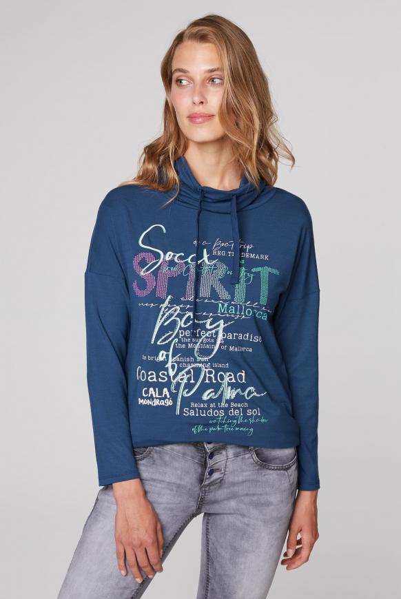 Shirt mit Artwork und hohem Kragen