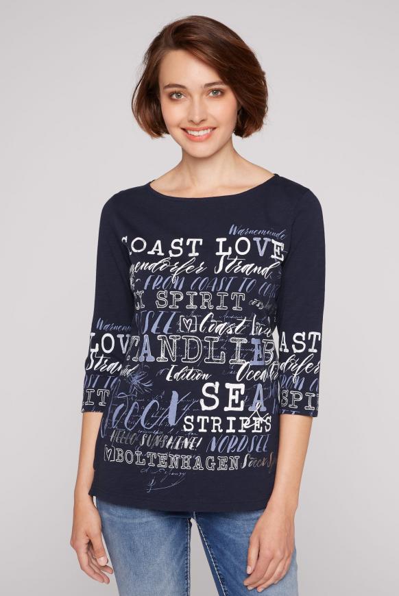 Shirt mit beidseitigem Wording Print blue navy