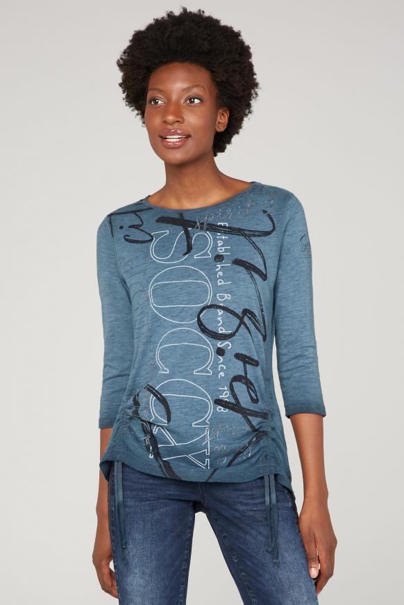Shirt mit U-Boot-Ausschnitt und Raffungen