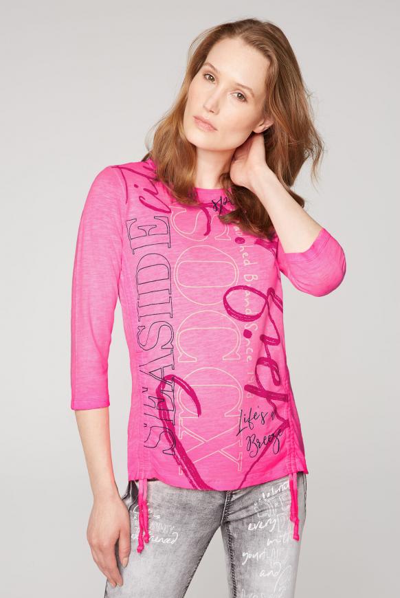 Shirt mit U-Boot-Ausschnitt und Raffungen
