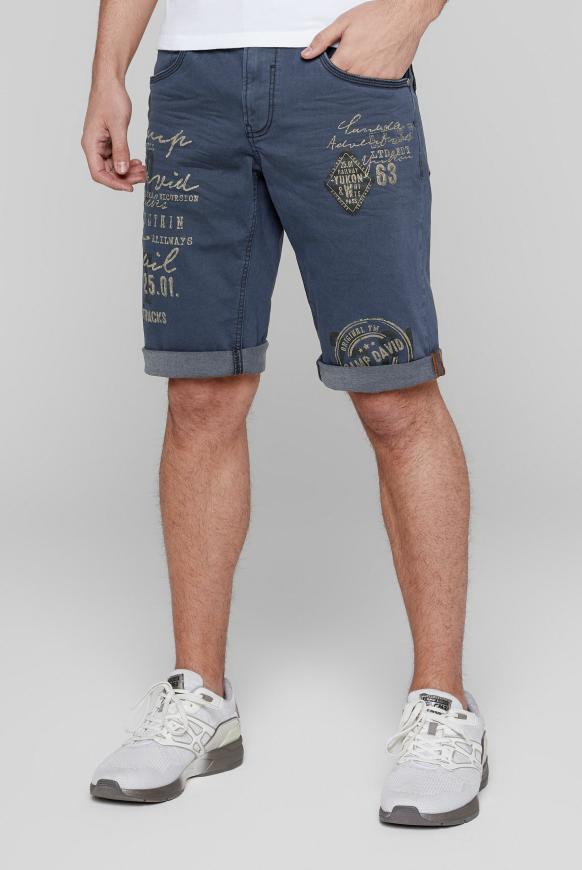 Skater Jeans RO:BI Shorts mit Label Prints steel blue