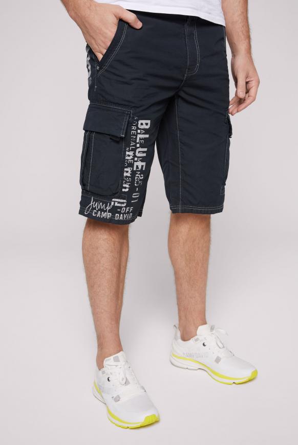Skater Shorts mit Kontrastnähten und Prints deep sea