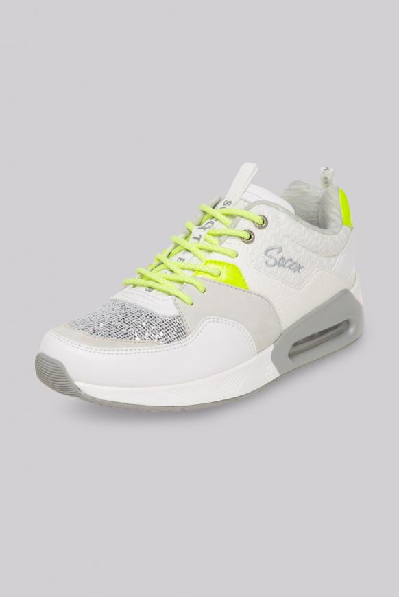 Sneaker im Materialmix mit Keilabsatz white
