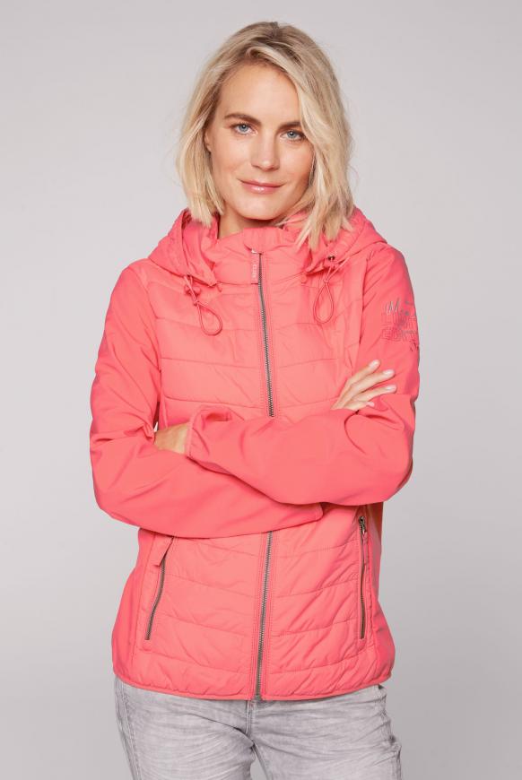 Softshelljacke mit Stepppartien und Kapuze coral crush
