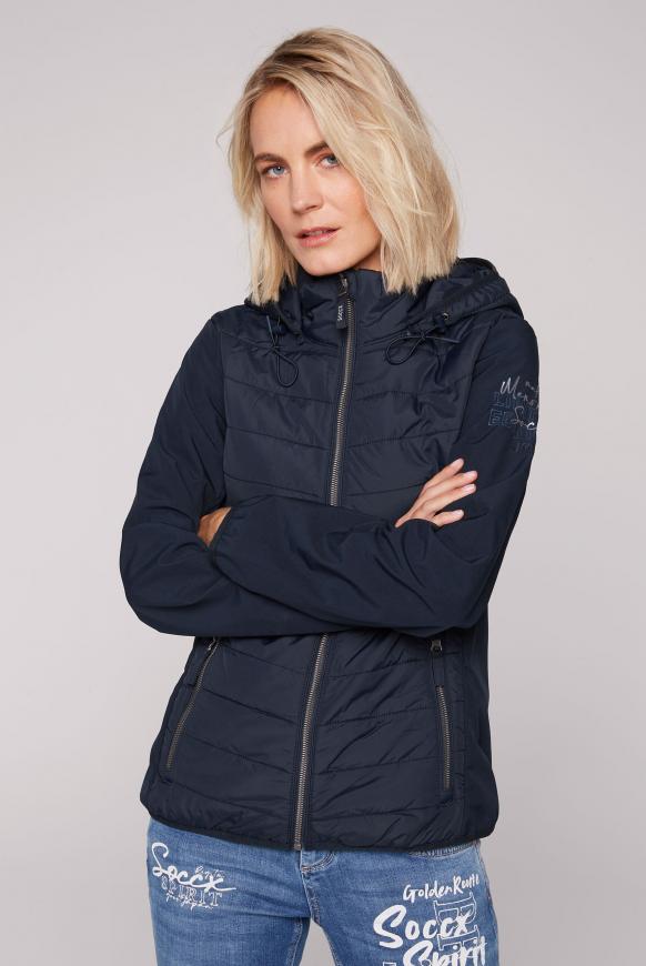 Softshelljacke mit Stepppartien und Kapuze blue navy