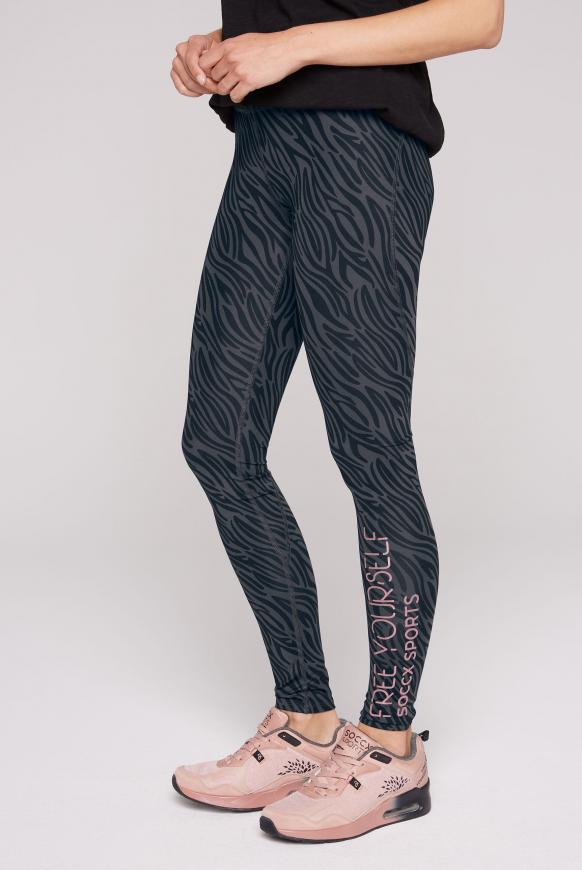 Sport Leggings mit All Over und Logo Prints black