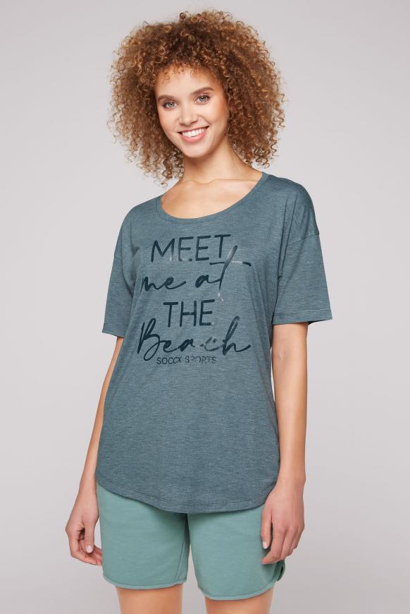 Sport T-Shirt mit tonigem Wording Print