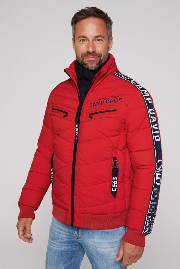Steppblouson mit Doppelkragen und Logo-Tapes