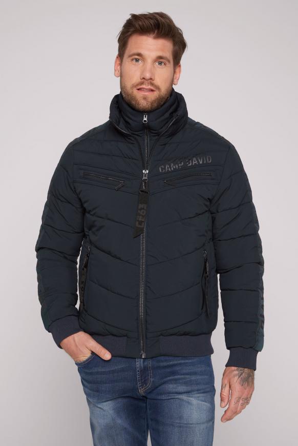 Steppblouson mit Doppelkragen und Logo-Tapes