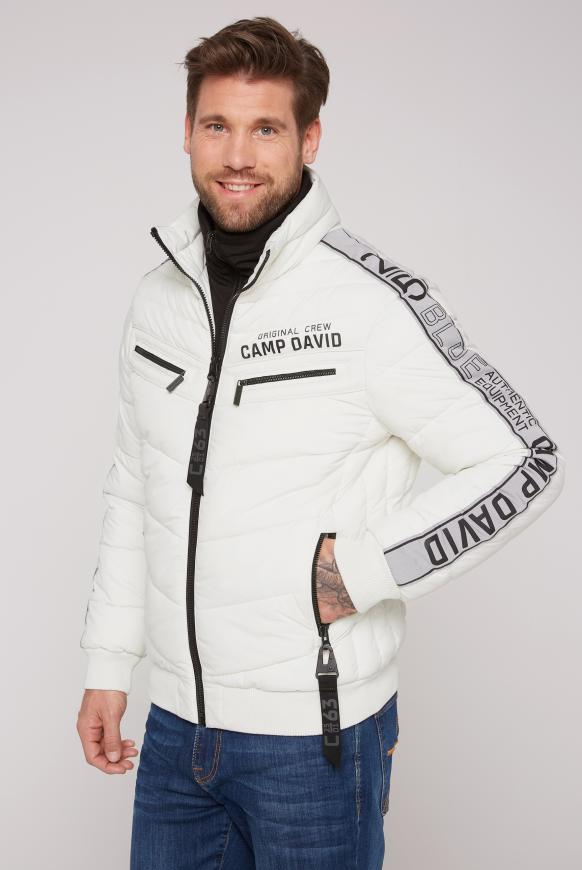 Steppblouson mit Doppelkragen und Logo-Tapes