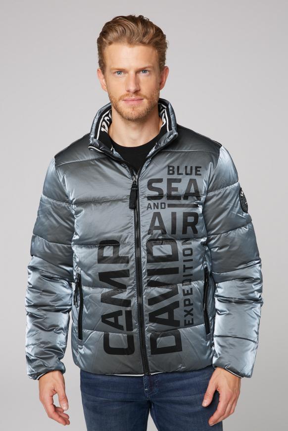 Steppjacke im Metallic-Look mit Logo Prints