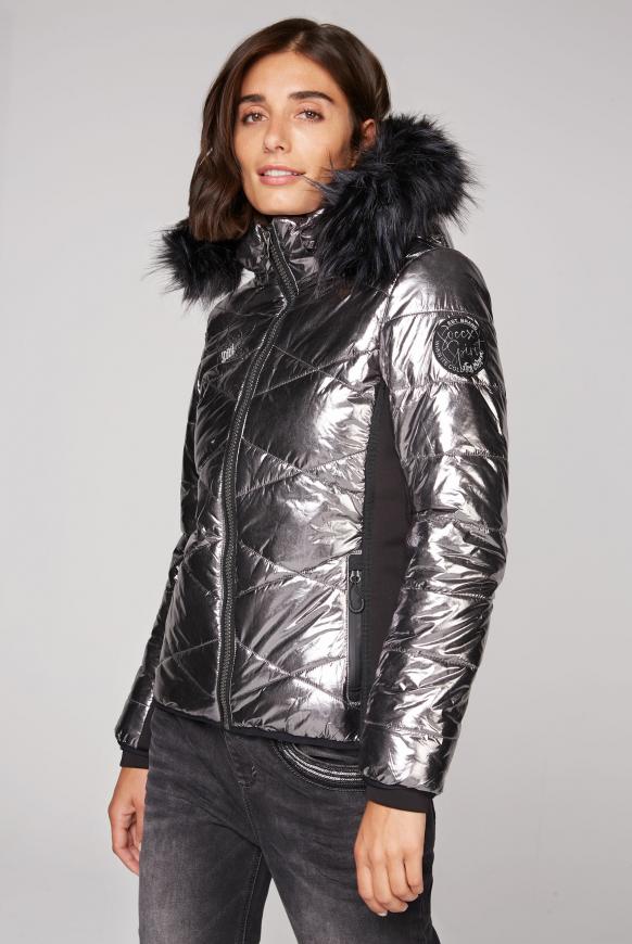 Steppjacke im Ski-Design mit Metallic Look