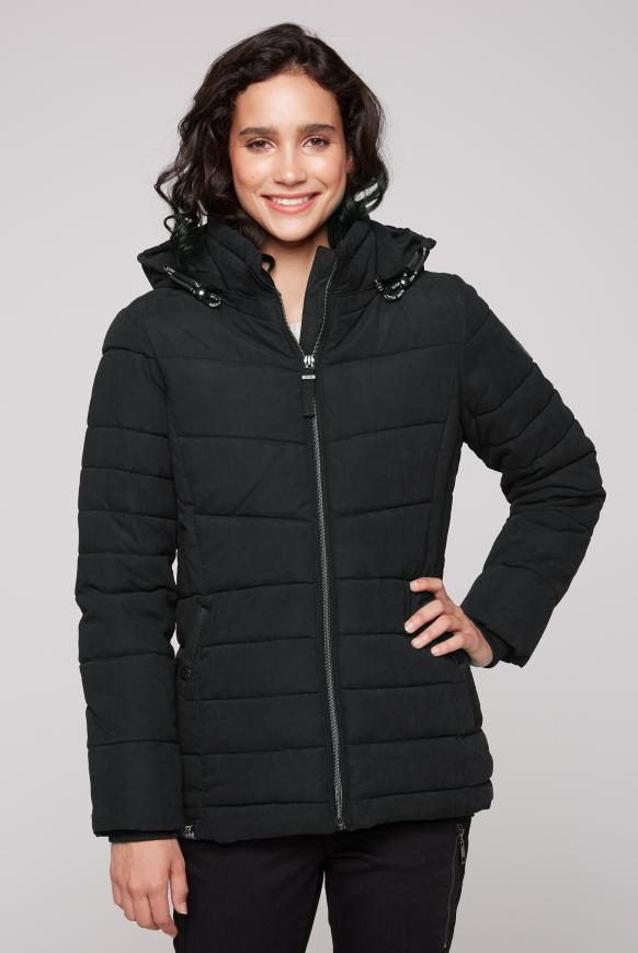 Steppjacke mit abtrennbarer Kapuze black
