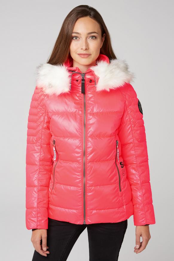 Steppjacke mit Kapuze und Kunstfell