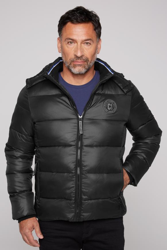 Steppjacke mit Kapuze und Label Print