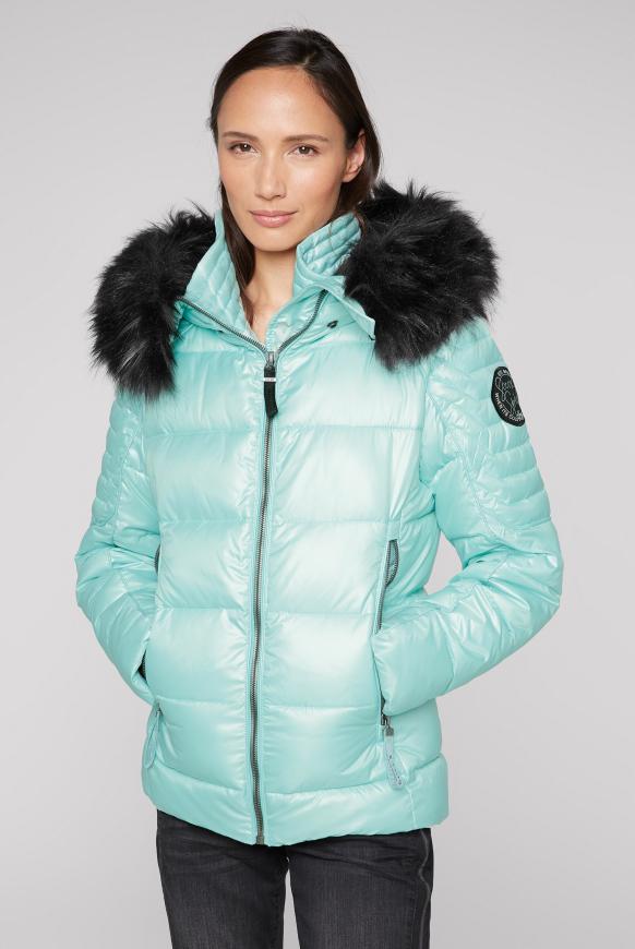 Steppjacke mit Logo Prints und Kapuze