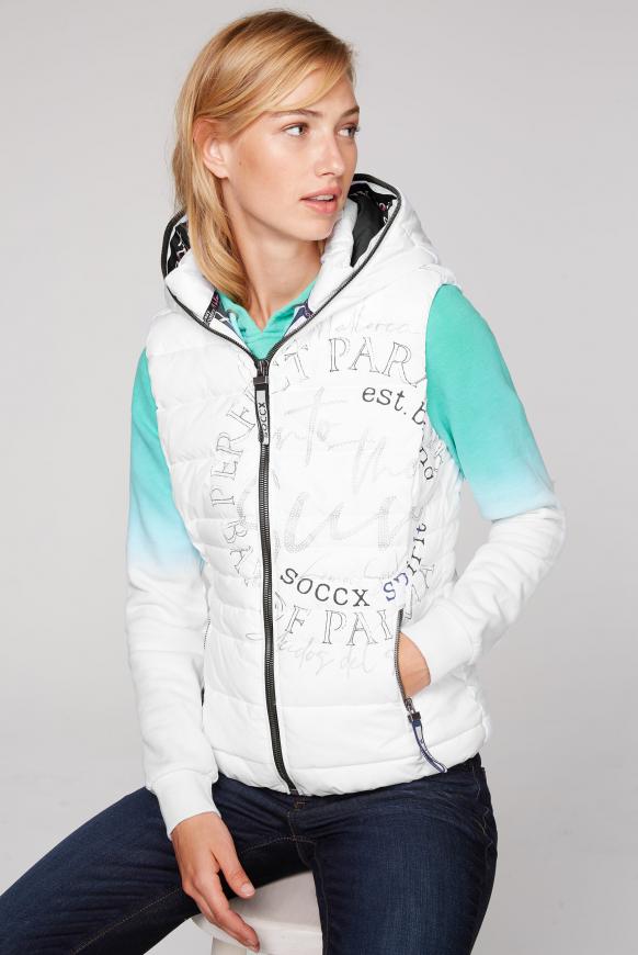 Steppweste mit Kapuze und Label Prints