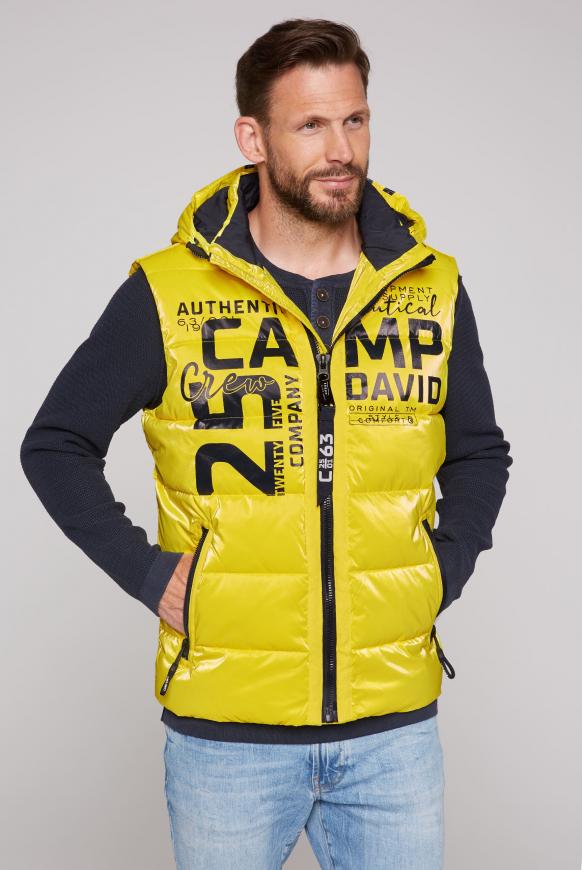 Steppweste mit Kapuze und Label Prints