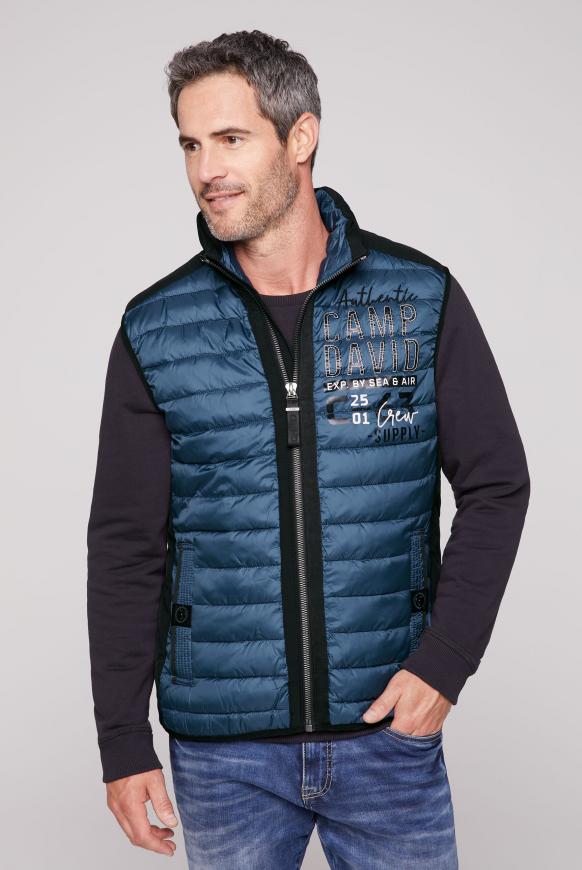 Steppweste mit Softshell-Details blue haze