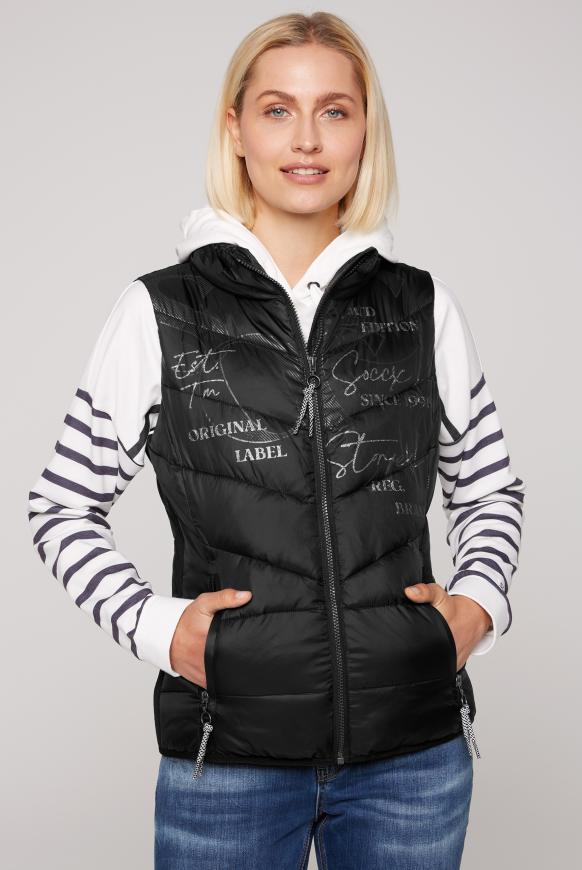 Steppweste mit Wording Print