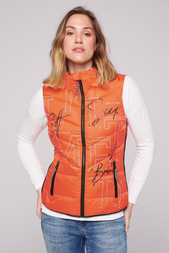Steppweste mit Wording Print