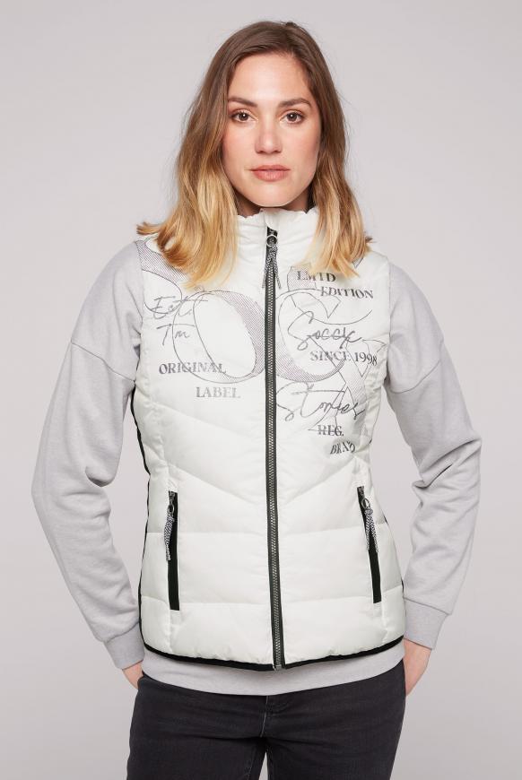 Steppweste mit Wording Print