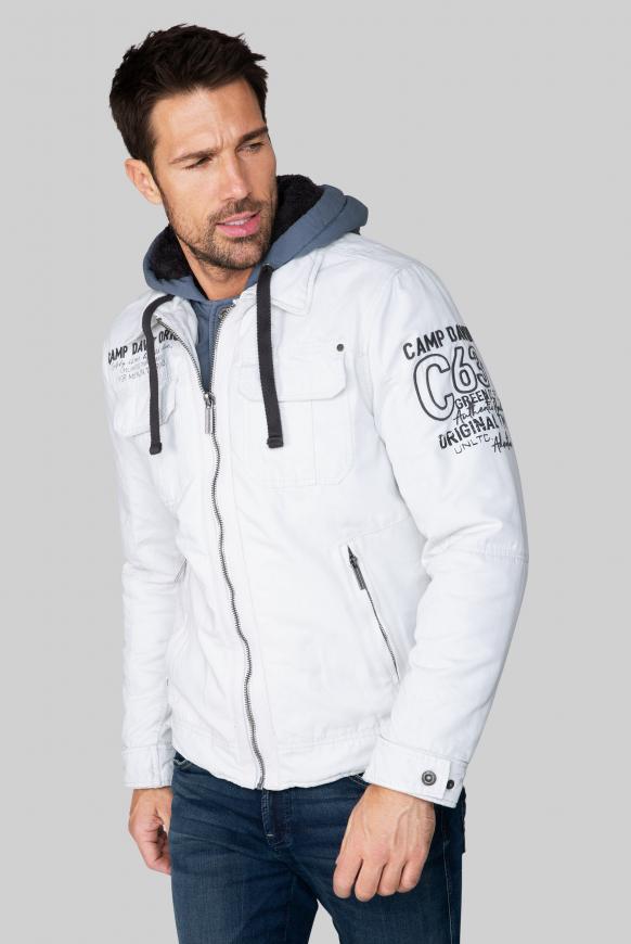 Stone Washed Jacke mit Kontrastkapuze