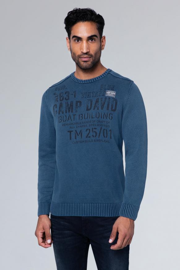 Stone Washed Pullover mit Artwork