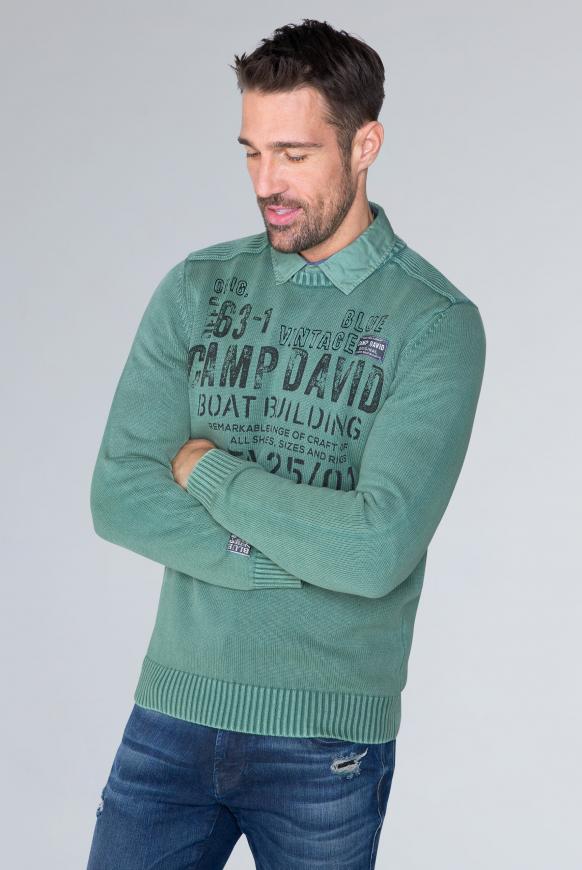 Stone Washed Pullover mit Artwork