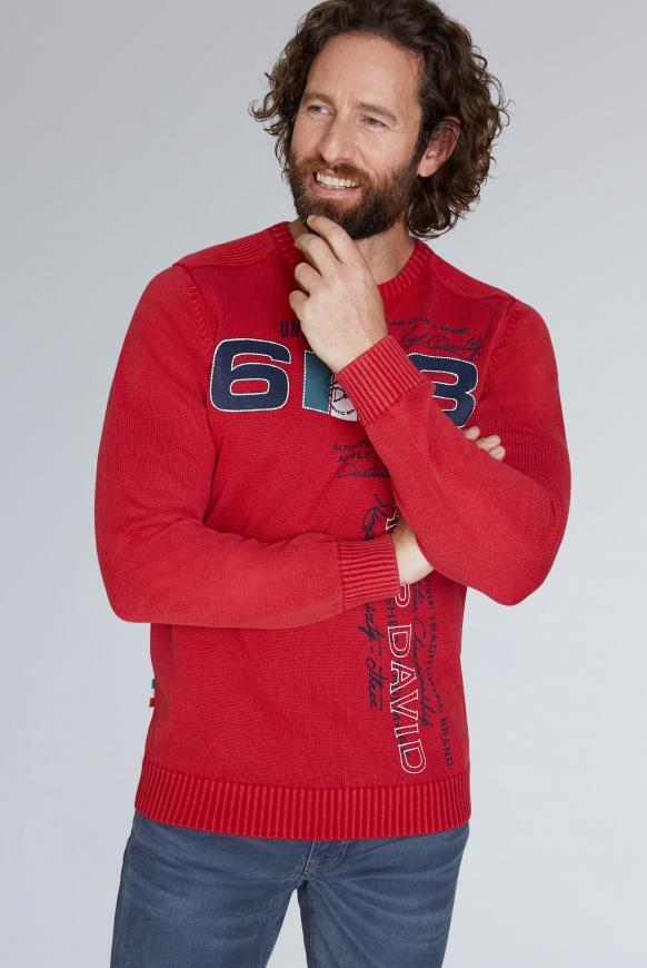 Stone Washed Pullover mit Label Print