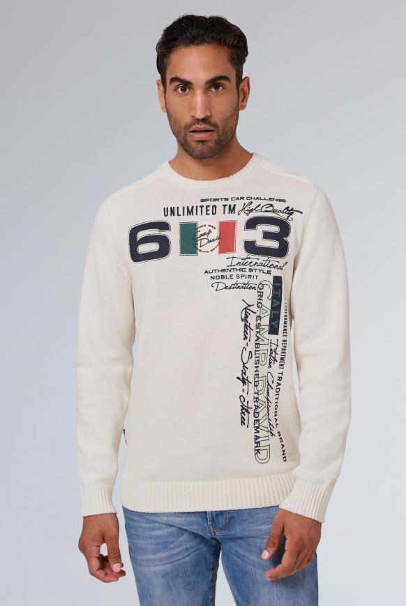 Stone Washed Pullover mit Label Print