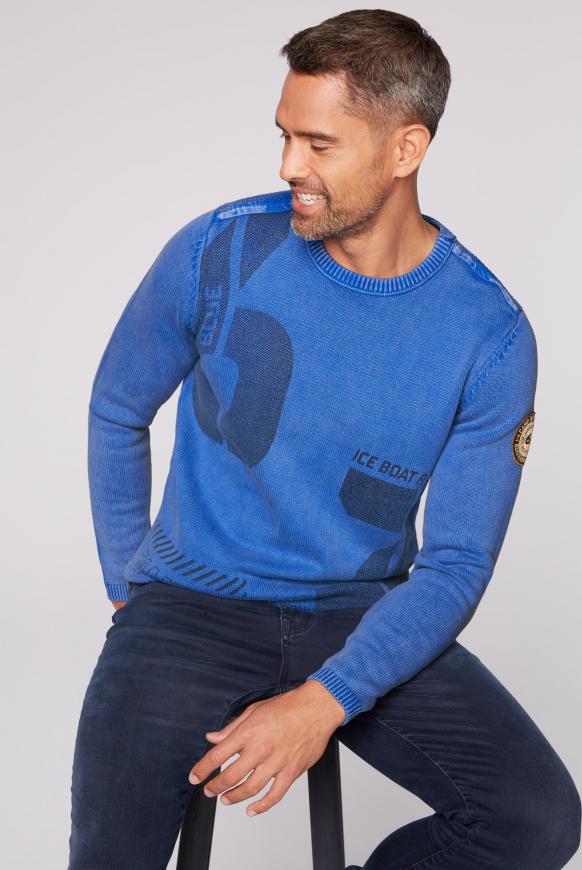 Stone Washed Pullover mit Label Print