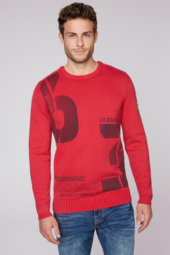 Stone Washed Pullover mit Label Print