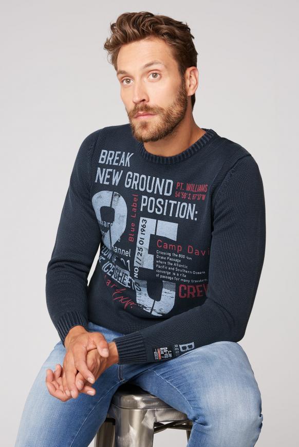 Stone Washed Pullover mit Label Prints