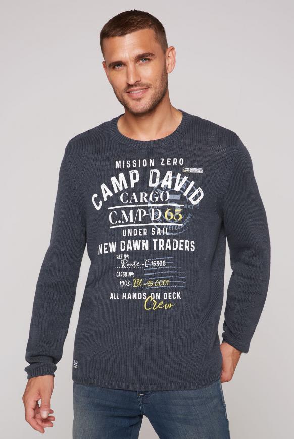 Stone Washed Pullover mit Logo Prints