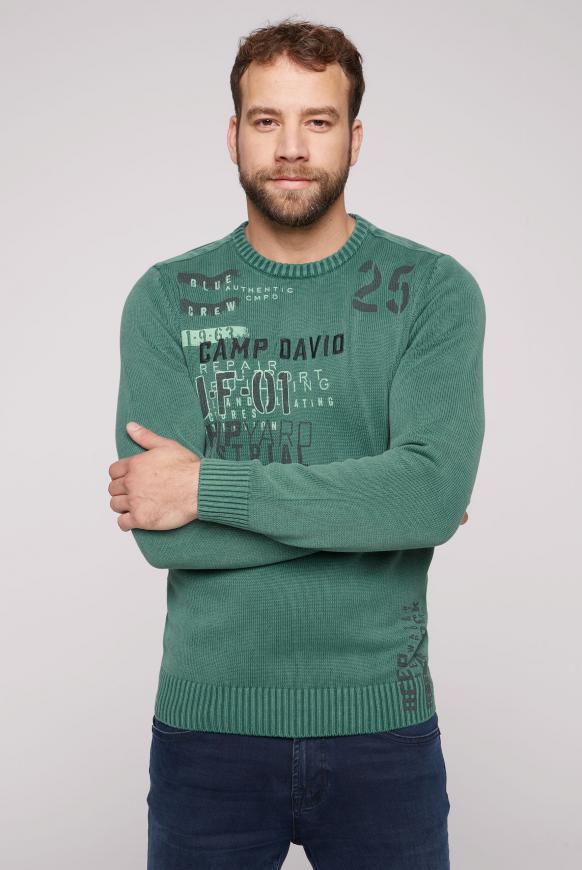 Stone Washed Pullover mit vielen Artworks