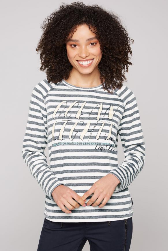 Streifen-Sweatshirt mit Ausbrenner-Effekten