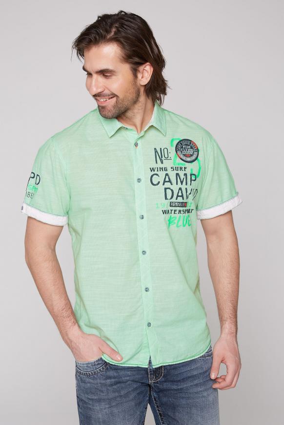 Streifenhemd mit großem Rücken-Artwork green summer