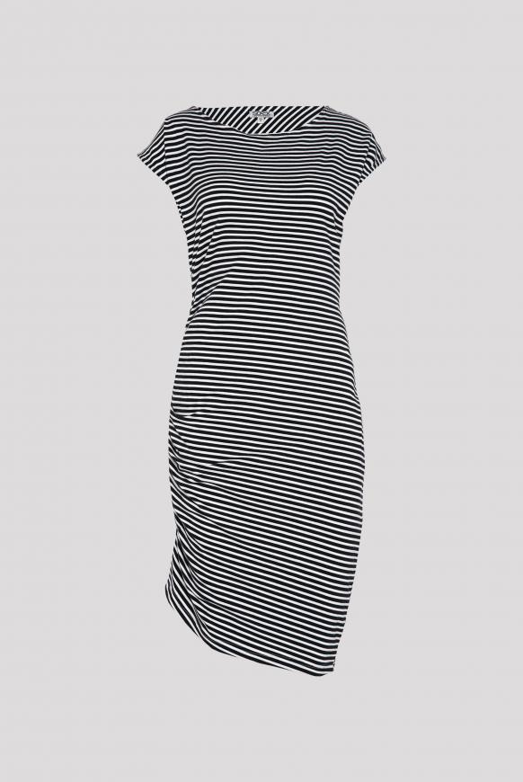 Streifenkleid mit Raffung und Rücken-Print