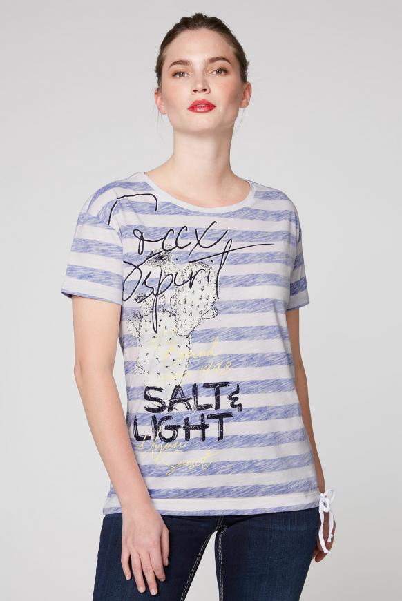 Streifenshirt mit Artwork und Zugband im Saum