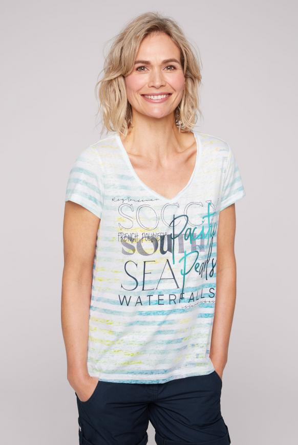 Streifenshirt mit Ausbrenner-Effekten