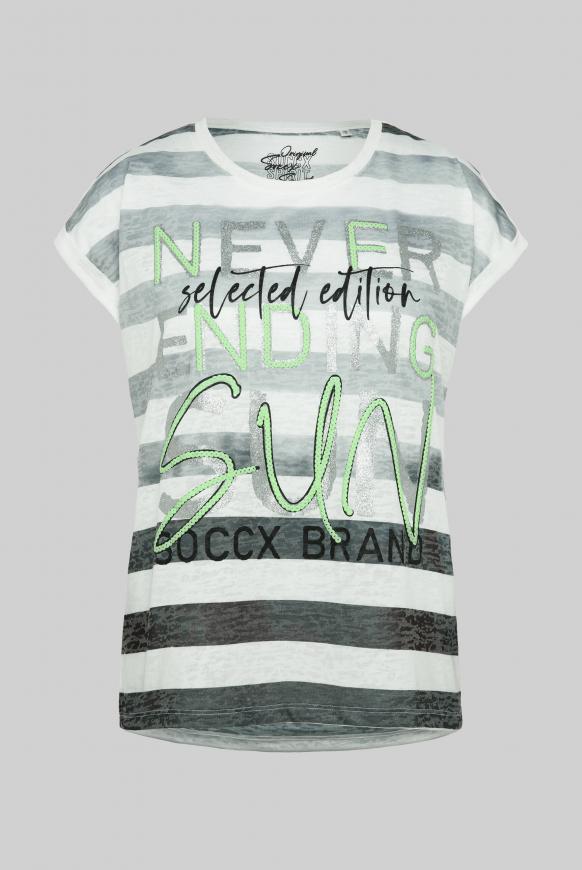 Streifenshirt mit Ausbrennern und Artwork